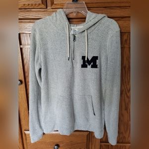 Women's University Michigan Long Sleeve 1/4 Zip Gray Hooded Sweatshirt Sz. M